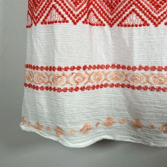 PPLA Adalia Tank Shirt Top White with Red and Peach Embroidery Lined Size Large - Picture 5 of 16